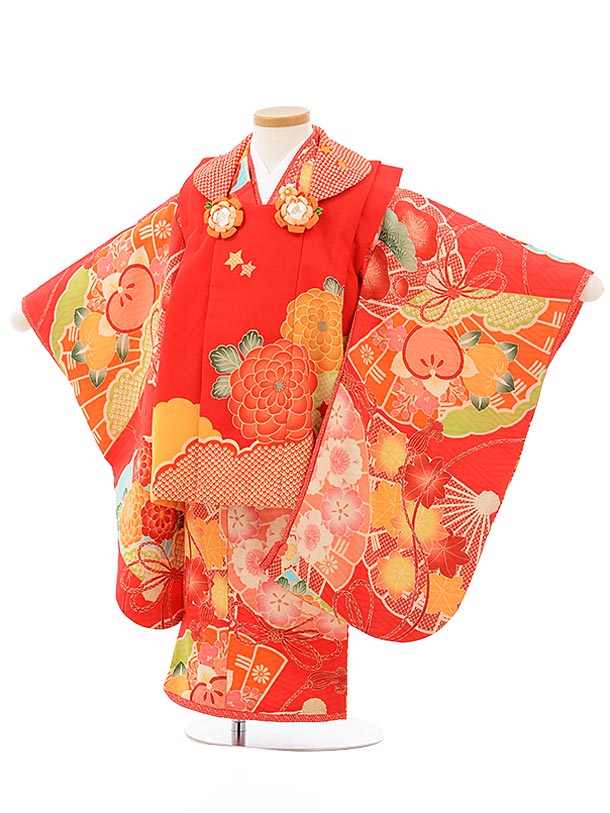 楽天市場】七五三 着物 3歳 レンタル 七五三 3歳 被布 セット 3829赤地