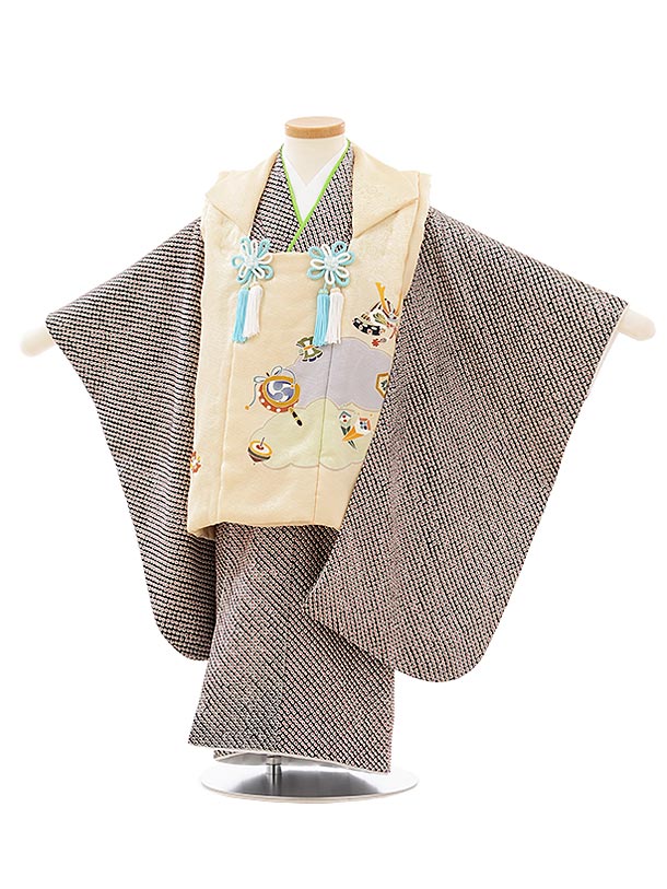 七五三3歳男の子着物と正絹総絞り手縫いの被布 七五三3歳男の子正絹