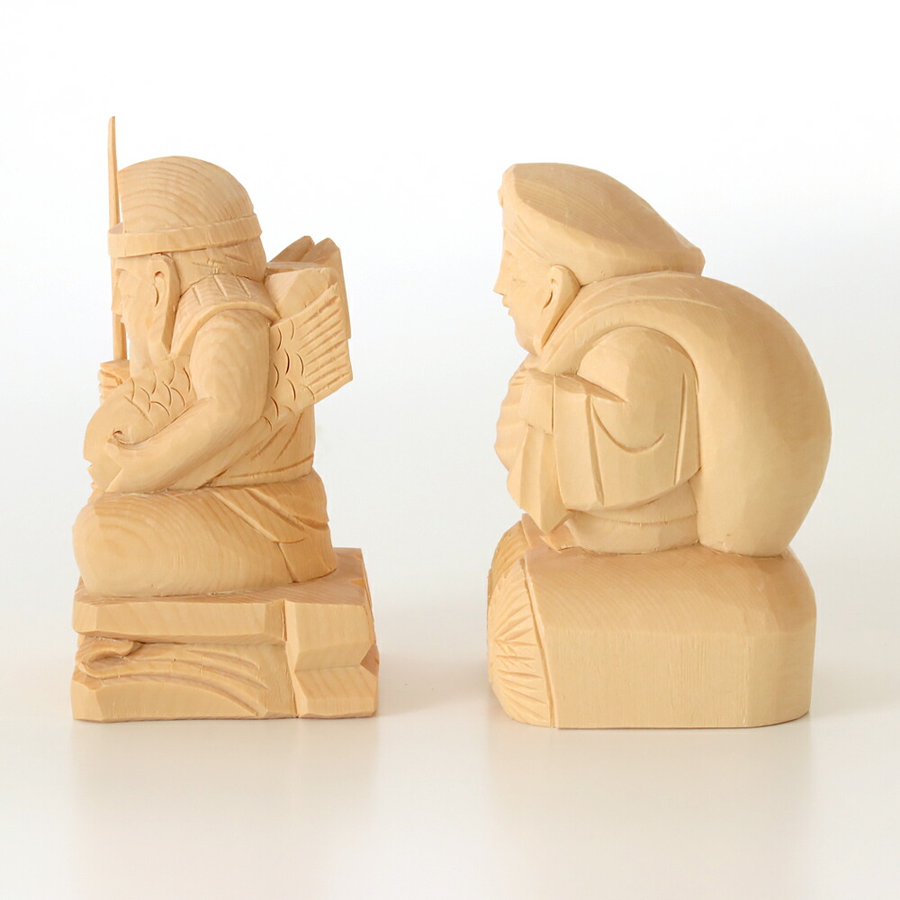 楽天市場】仏像 【総白木】 恵比寿・大黒天 台無し 3.5寸 木彫 仏像