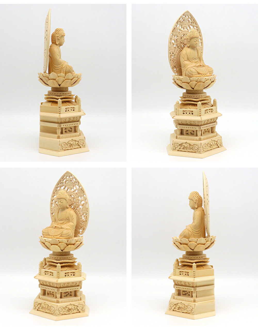 楽天市場】仏像 釈迦如来 座像 2.0寸 草光背 六角台 総高24cm 桧木 桧