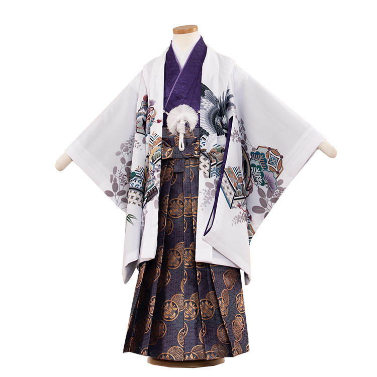 楽天市場】【レンタル】【かんたん着付け袴】5464 白×鷹 藤の花 七五三