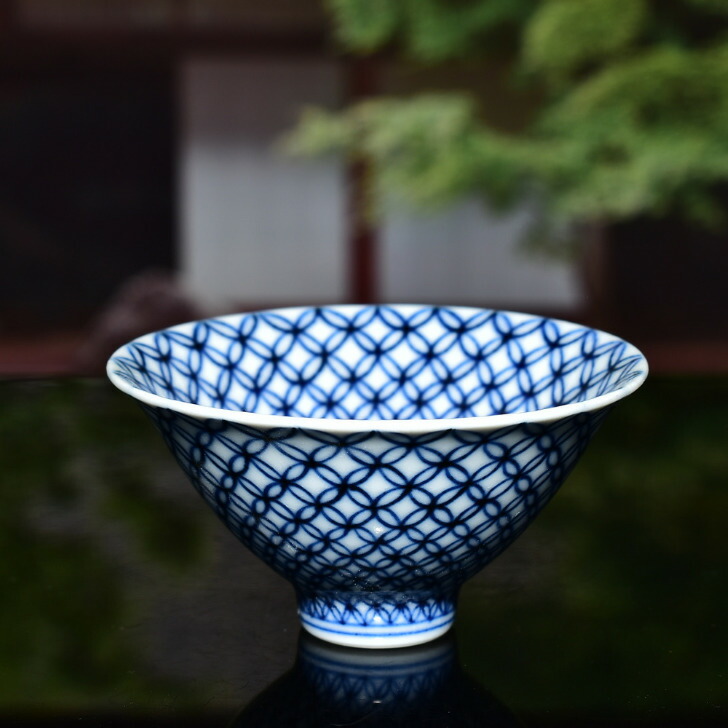 楽天市場】京焼 清水焼 陶あん 染付 小紋 盃（七宝 青） : 京焼