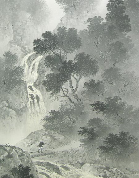 楽天市場】掛け軸 水墨山水 (唐沢玄堂) 送料無料 【掛軸】【一間床