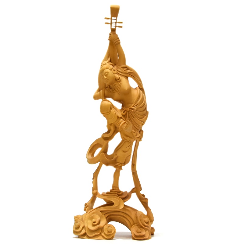 楽天市場】木彫り仏像 【柘植飛天（天女）】 一本彫り 総高34cm : 海宇