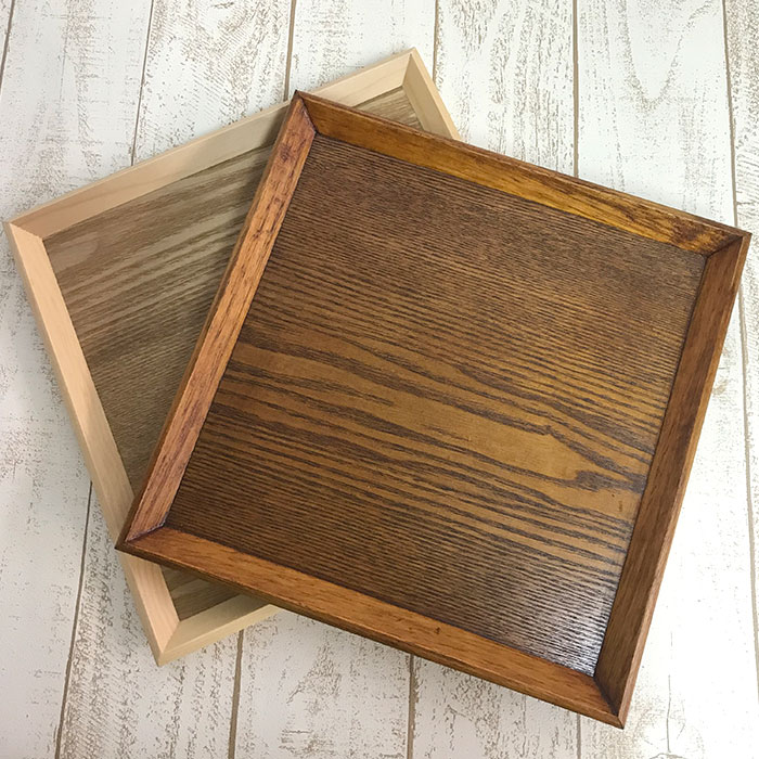 楽天市場】10枚セット トレー お盆 木製 舟型 正角盆 30×30cm 茶 白木