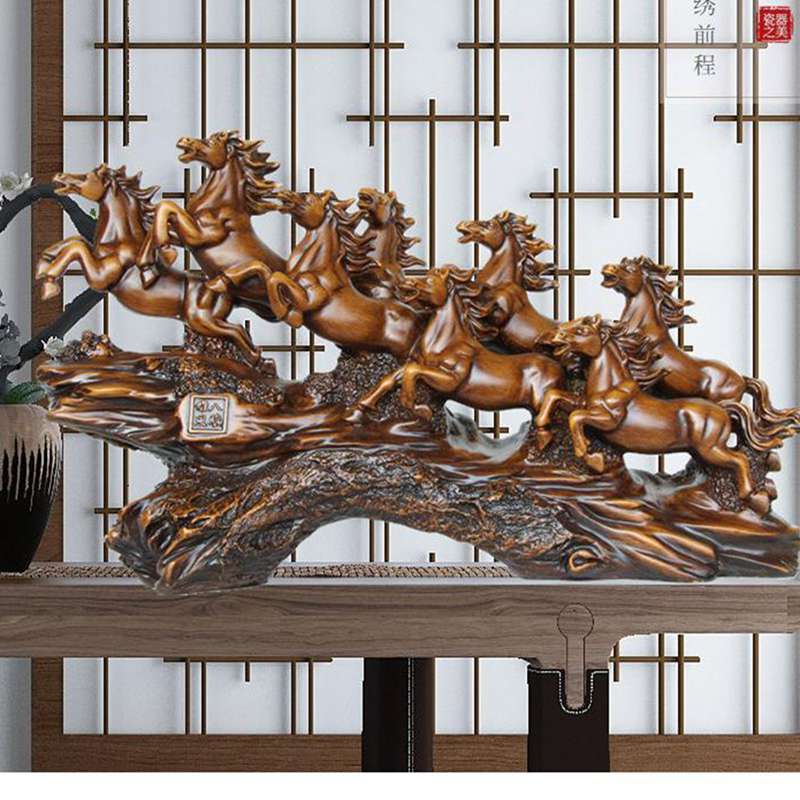楽天市場】風水置物 8頭の馬 馬 ジャンプ馬 飛上り アンティーク 風水