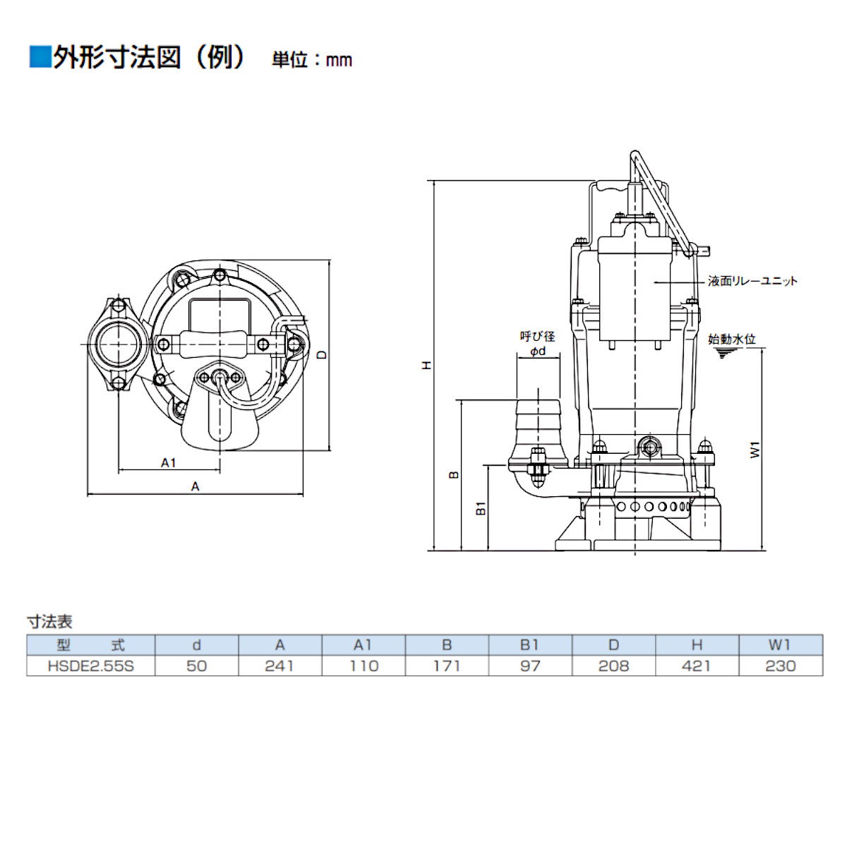 楽天市場】ツルミ 泥水用 水中ポンプ HSDE2.55S 自動型 100V 2吋/50mm