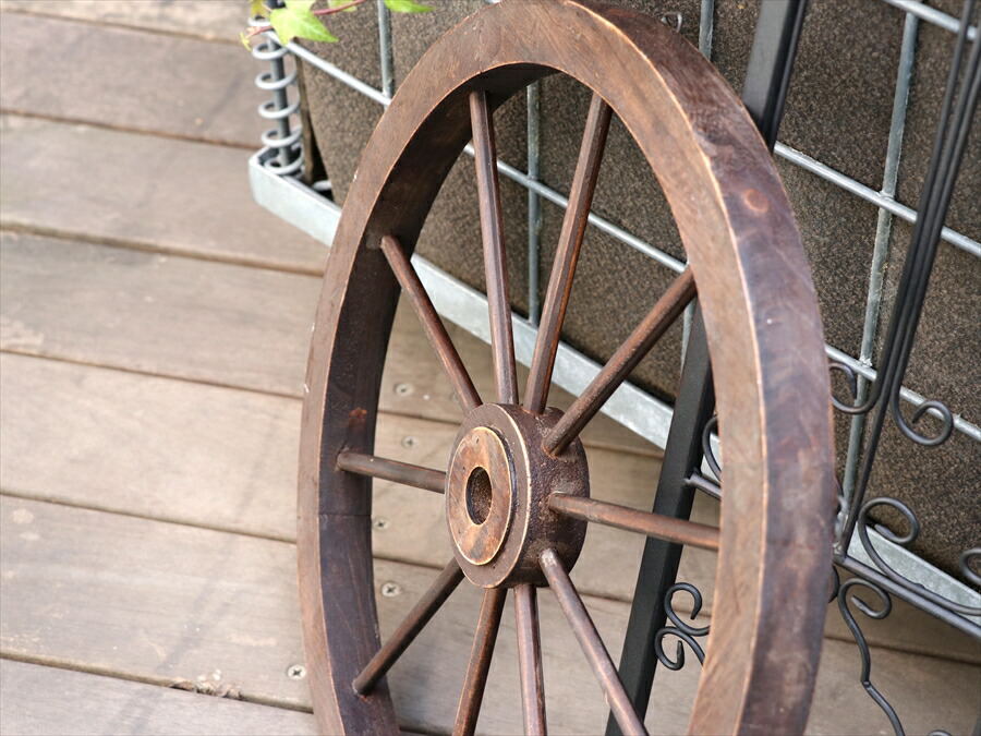 楽天市場】アンティーク風木製ホイール/木製車輪 直径43cm ブラウン