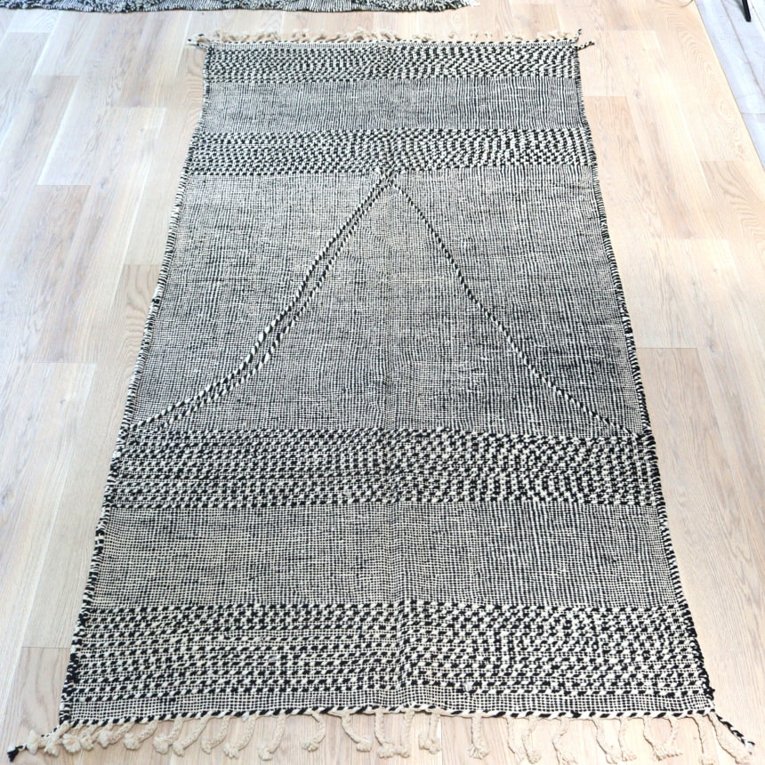 モロッコ ウール キリム ラグ 約57〜60×98cm モロッコラグ「ZANAFIキリムキャメル」ブジャァッド産 ウール手織りラグ