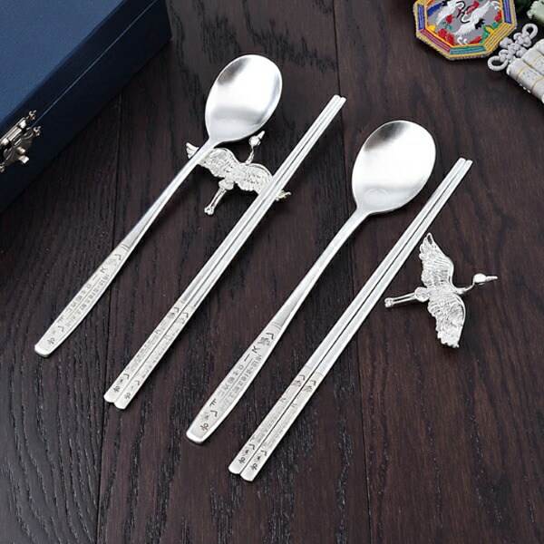 楽天市場】H.JIN 蝶 銀 箸スプーンペアセット カトラリーセット 鶴