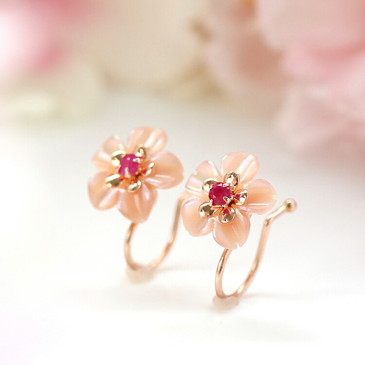 楽天市場】【最短当日出荷】桜モチーフ カラー蝶貝 K10カラーゴールド