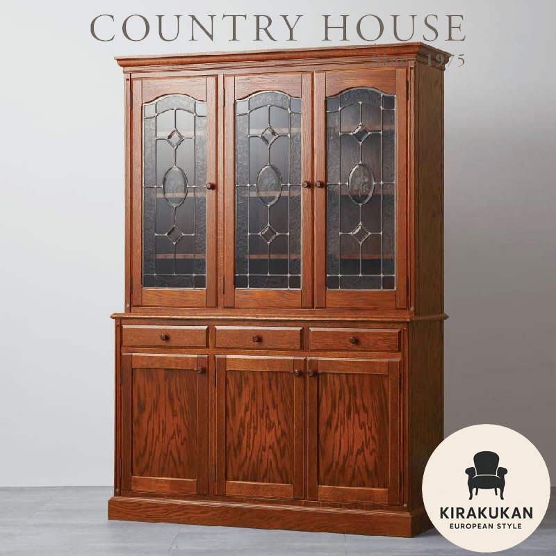 楽天市場】カントリーハウス キャビネット3枚戸 CDB12 木部色 上部扉