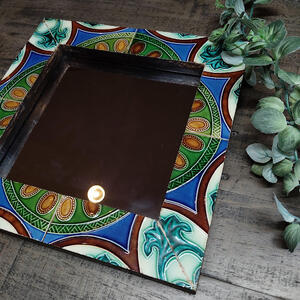 楽天市場】【送料無料】アンティークタイルミラー 正方形 ミラー 鏡