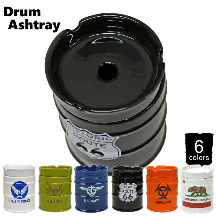 楽天市場】陶器製 ドラムカン型灰皿 6種類 AR-1426 愛龍社 フタ付き