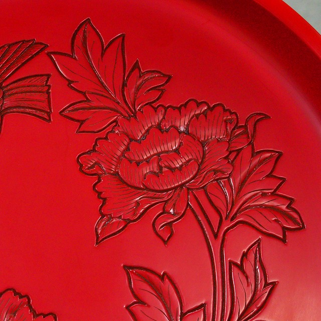 楽天市場】村上木彫堆朱 花鳥文様 盆 0026漆器 天然木 漆伝統的工芸品