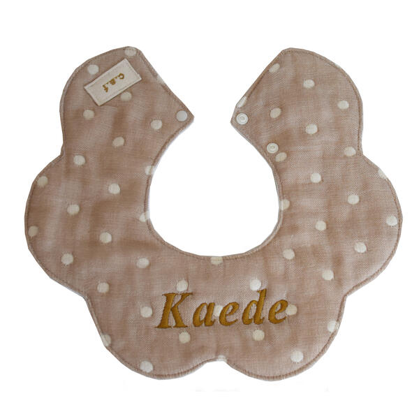 楽天市場】日本製 名入れスタイ お花型ドッド柄6重ガーゼ ベビースタイ