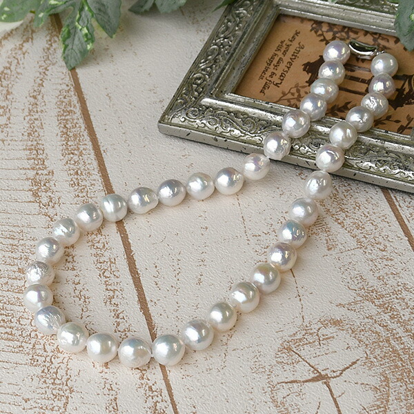 楽天市場】11mm バロック 淡水真珠 ネックレス てりてり大珠バロック