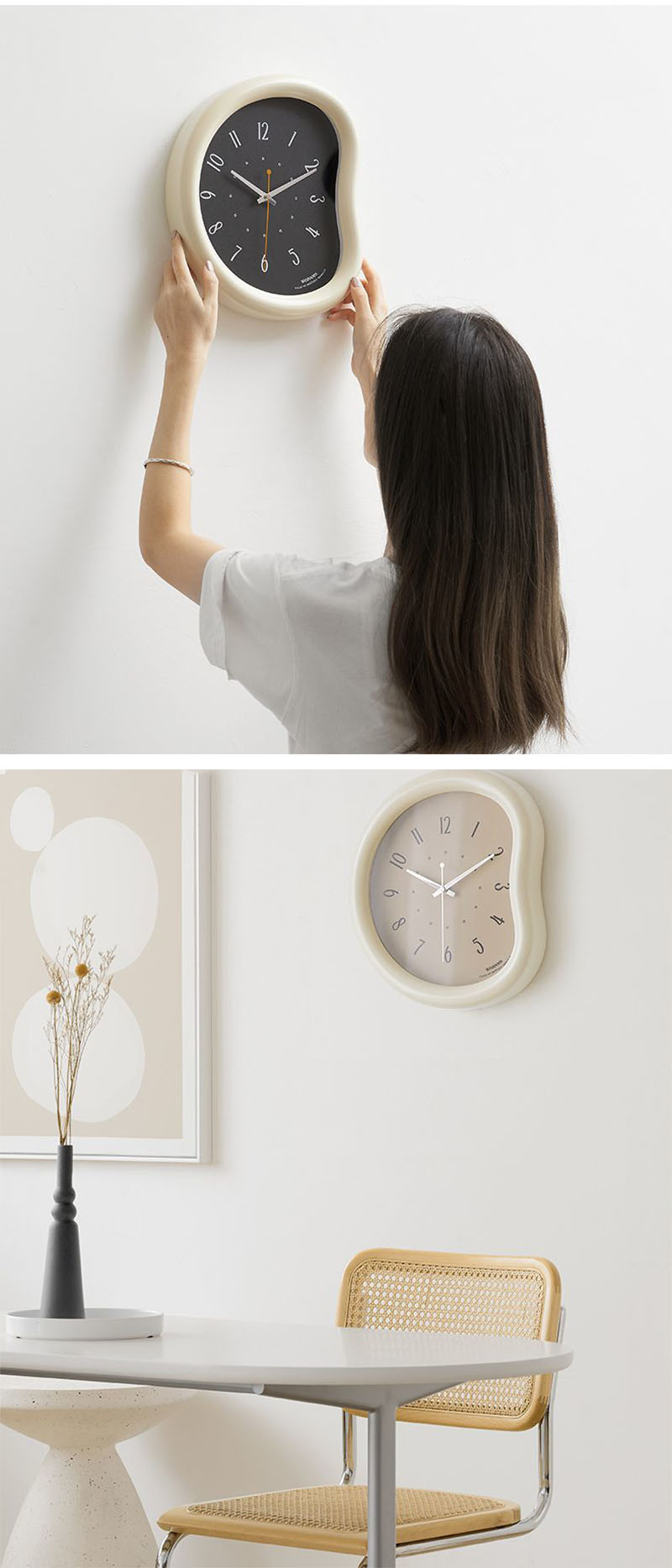 楽天市場】掛け時計 壁掛け時計 おしゃれ 静音 北欧 かわいい クリーム