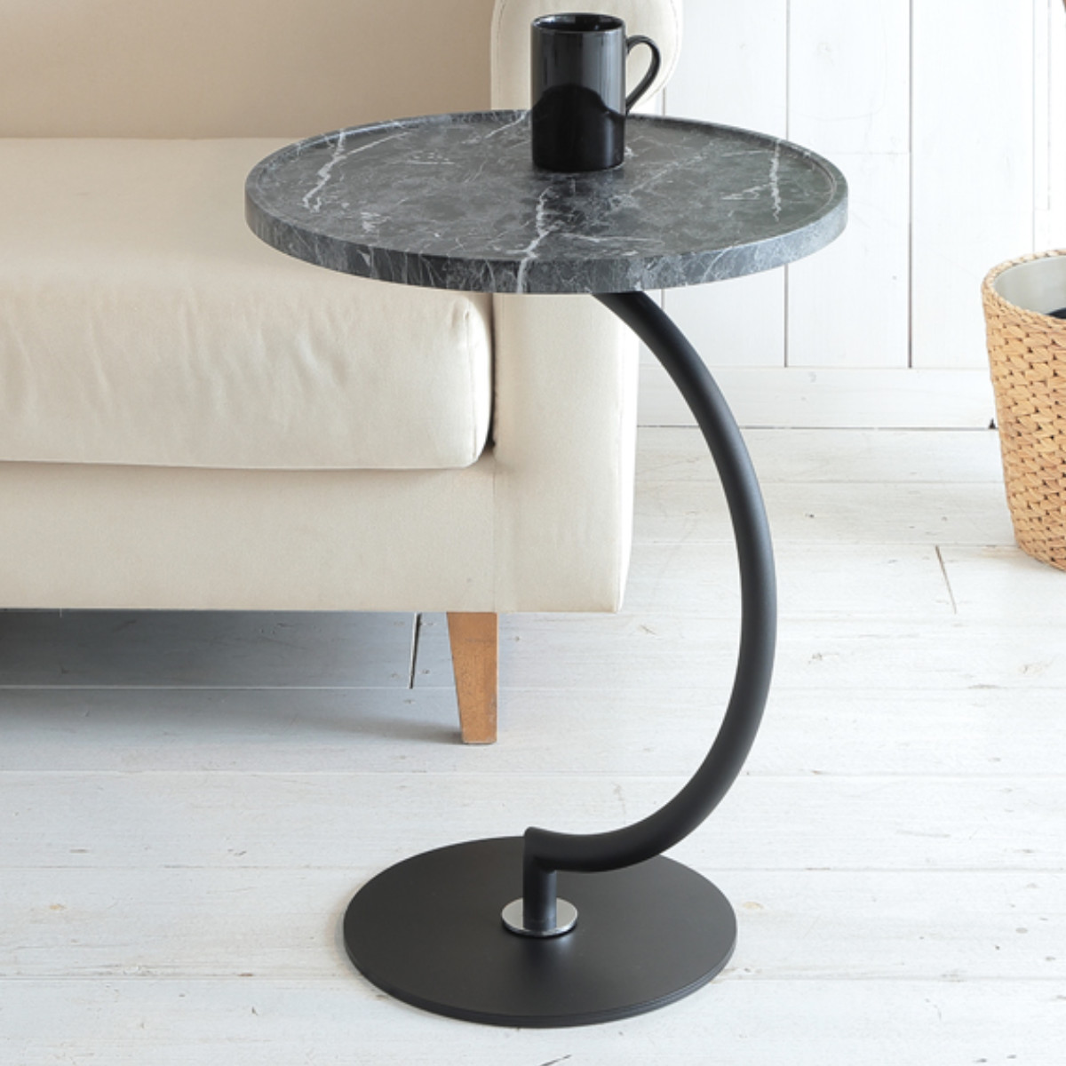 楽天市場】サイドテーブル 幅46cm BRASS グレー （ 大理石調 ストーン