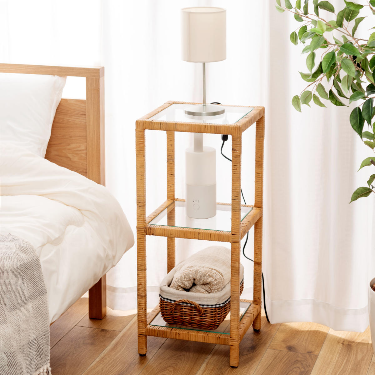 楽天市場】籐 オープンラック 幅30cm 幅50cm 3段 強化ガラス （ ラック