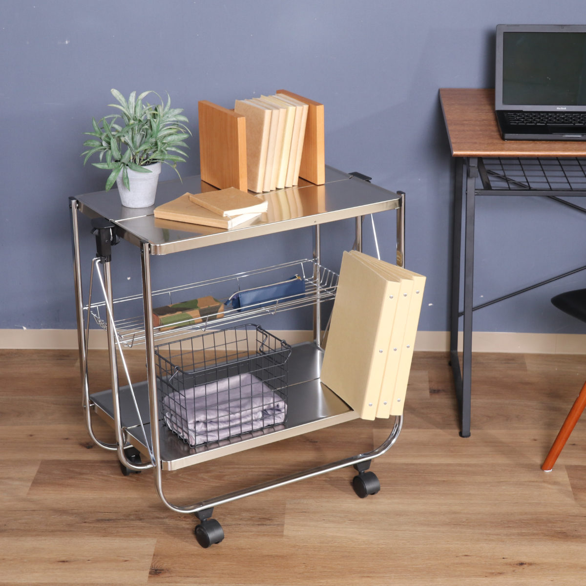 楽天市場】キッチンワゴン スタイリッシュフォールディングワゴン