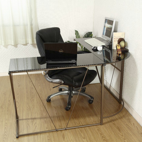 楽天市場】L字デスク 幅141cm ガラス デスク パソコンデスク L字型