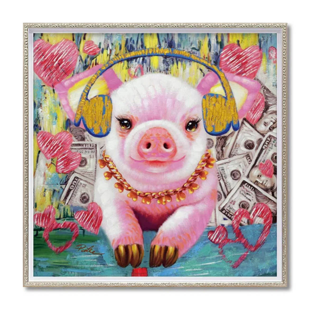 楽天市場】アートパネル オイルペイントアート 『バブル ピッグ』 63