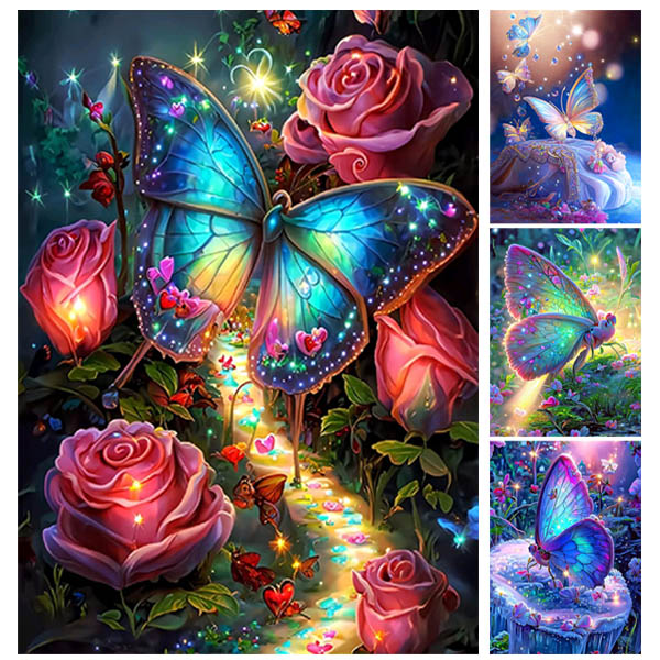 楽天市場】中級 フル ダイヤモンドアート キット ビーズ刺繍 幻想的 蝶