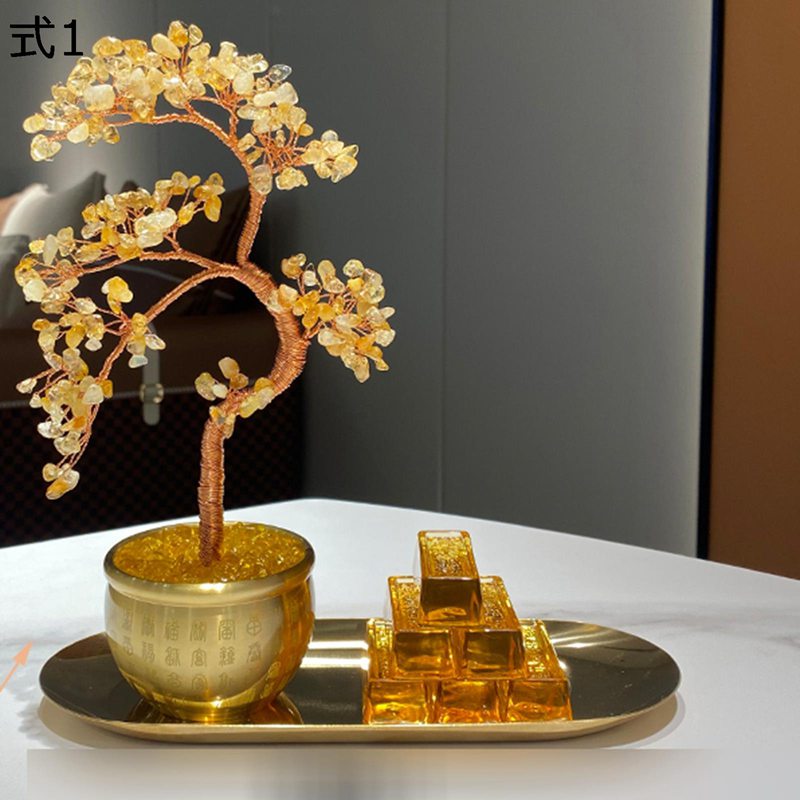 楽天市場】招財樹 天然石 シトリン トレー付き 材質袋 金のなる木 風水