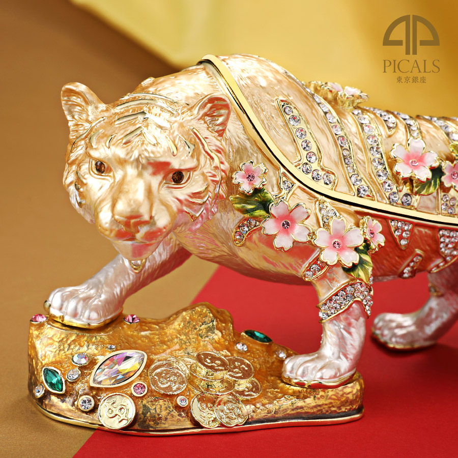 楽天市場】【正規品】 百福桜虎 干支 縁起物 寅 ジュエリーボックス