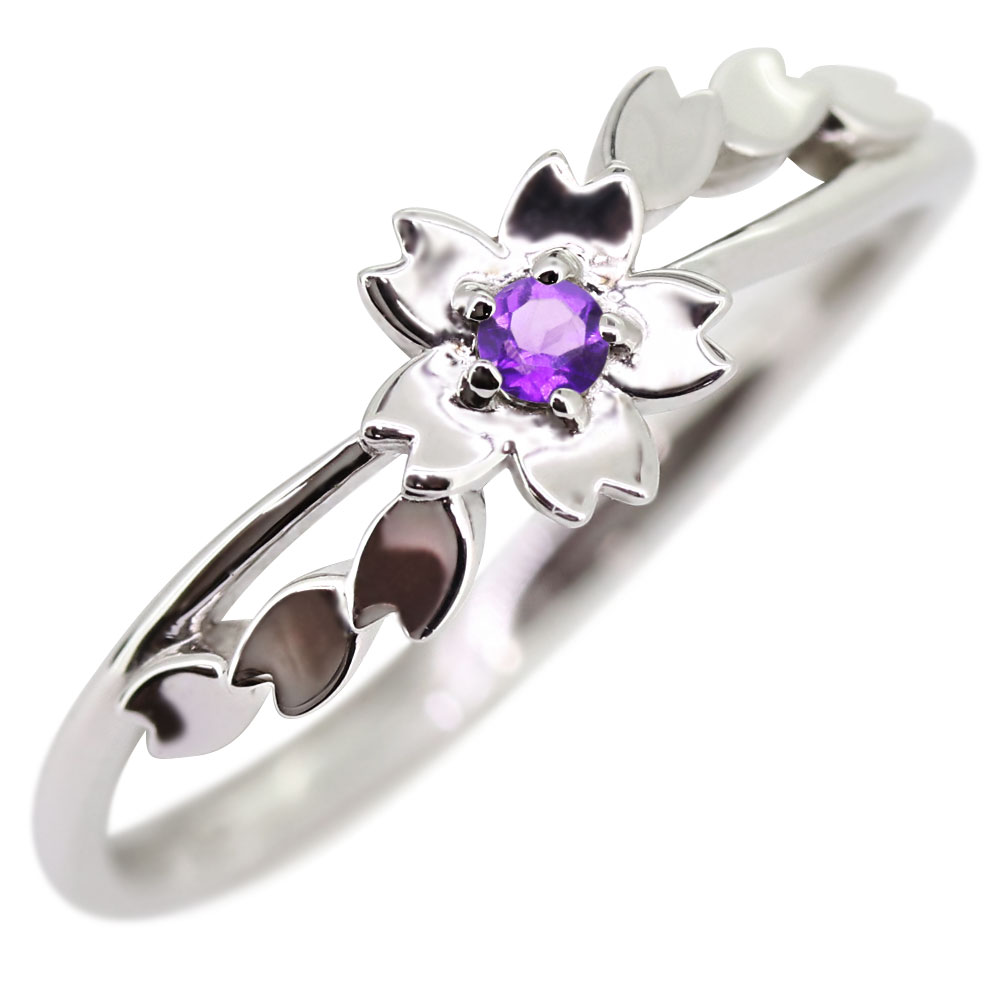 楽天市場】指輪 レディース シルバーリング 桜 アメジスト フラワー