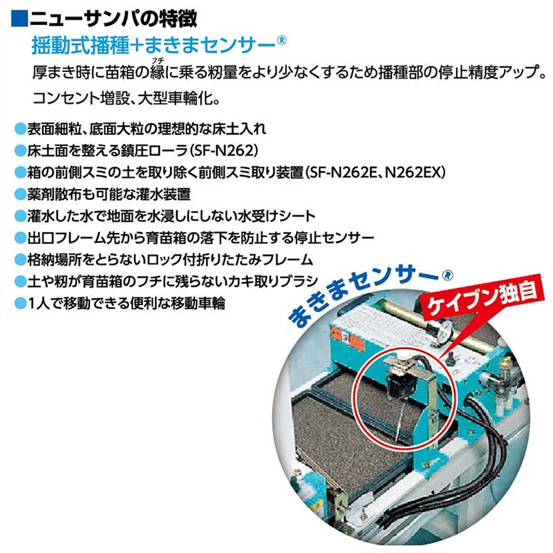 楽天市場】水稲用播種機 新ニューサンパ SF-N262E 啓文社 揺動式 ま