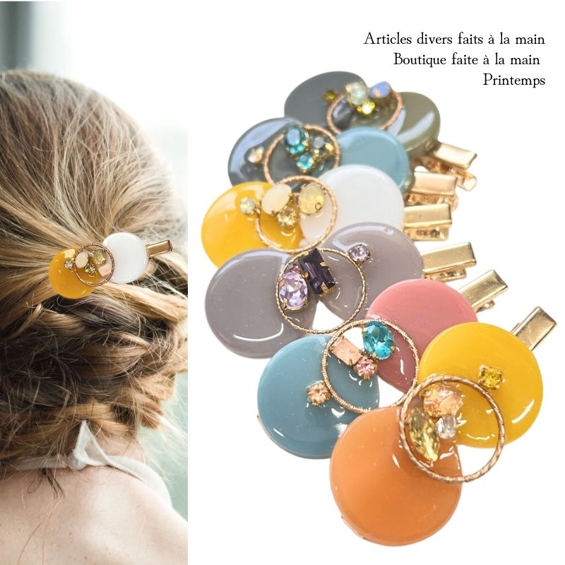 楽天市場】ヘアクリップ レジン ビジュー ラウンド 2Color おしゃれ