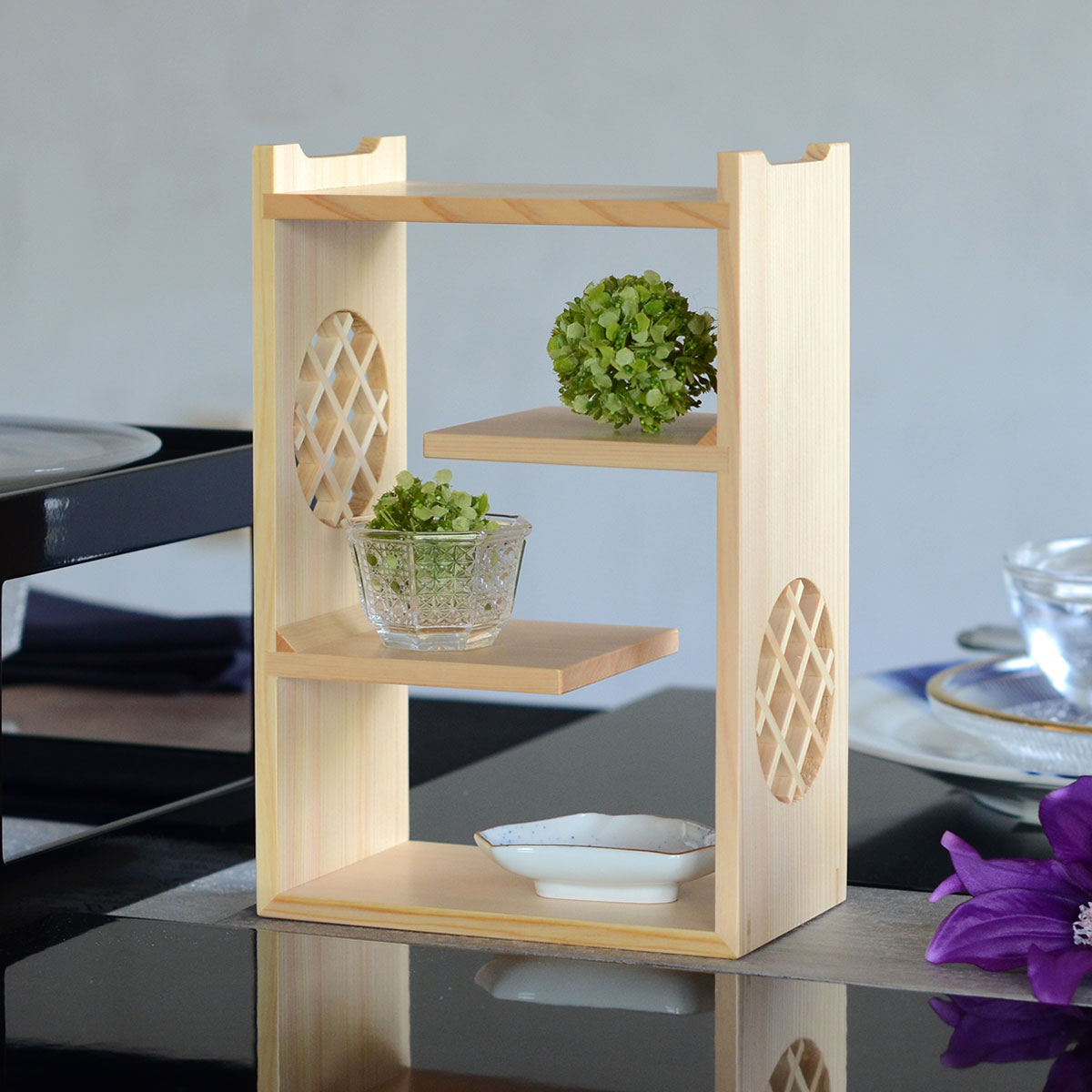 楽天市場】 ひのき吉野棚 27158【木製 お茶 棚 茶道 和室 料理棚 食器