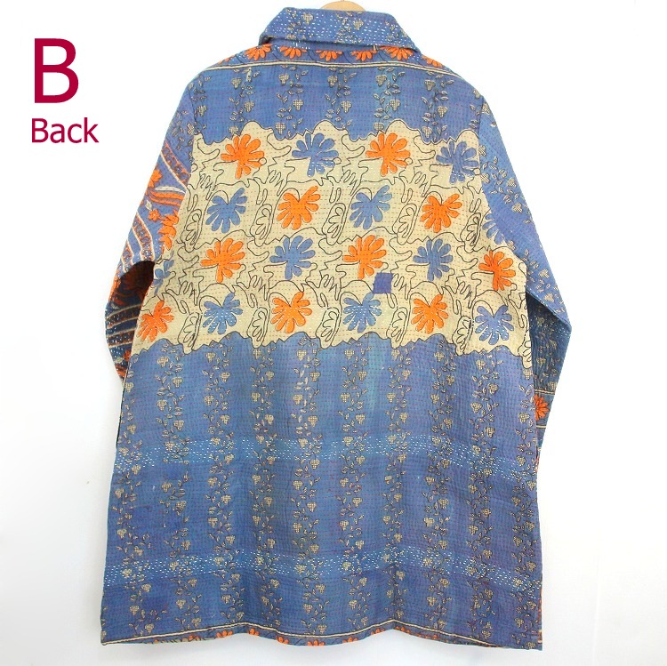 インド 藍染 ヴィンテージキリム ラグ 刺し子 インド 藍染