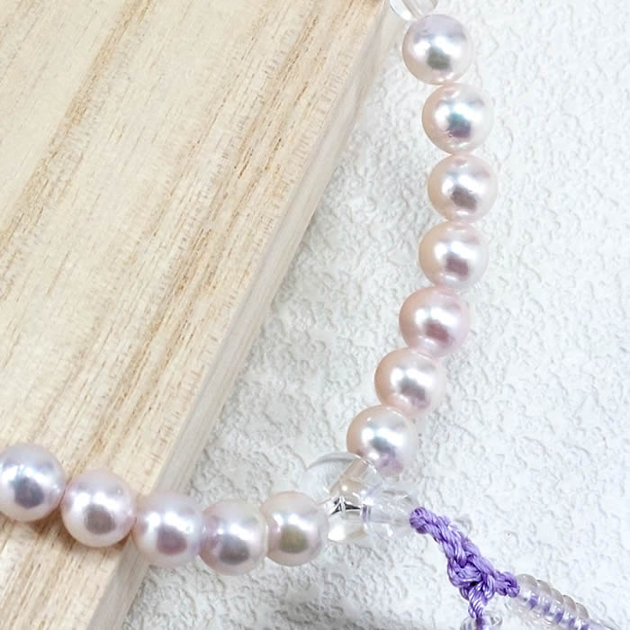 楽天市場】女性用念珠 本真珠8ミリ玉（青藤ラメ人絹房13）片手33玉