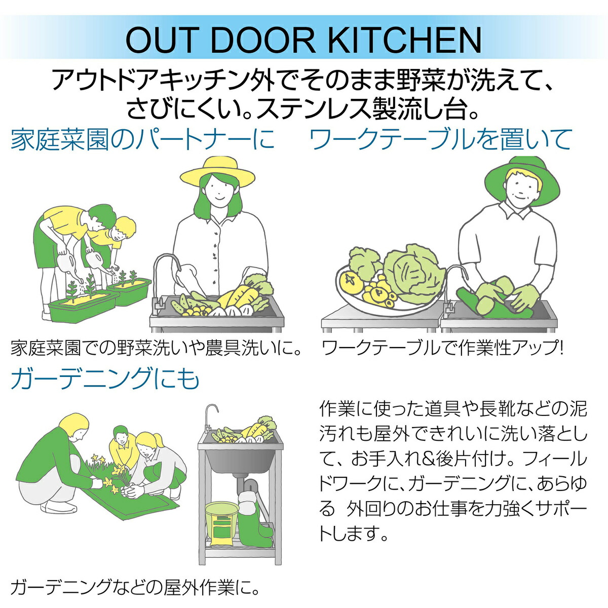 楽天市場】流し台 シンク 屋外 ガーデンシンク ステンレス 水栓付 庭