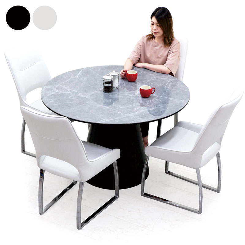 楽天市場】セラミック 丸 ダイニングテーブルセット 大理石風 4人掛け