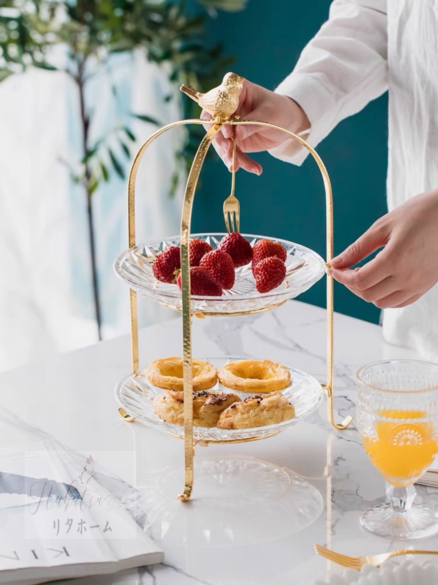 楽天市場】A008865ケーキ スタンド プレート 2段セット アフタヌーン