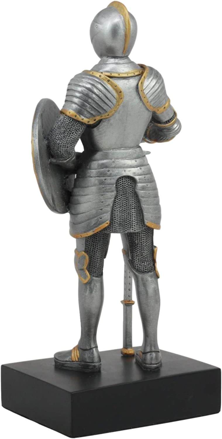楽天市場】中世の武器庫 斧と丸い盾を持った勇敢な騎士甲冑彫像、紋章