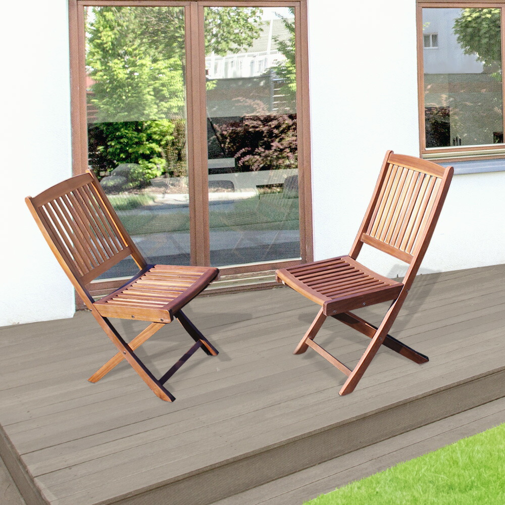 楽天市場】ガーデンチェア 折りたたみ 木製 フォールディングチェア 2
