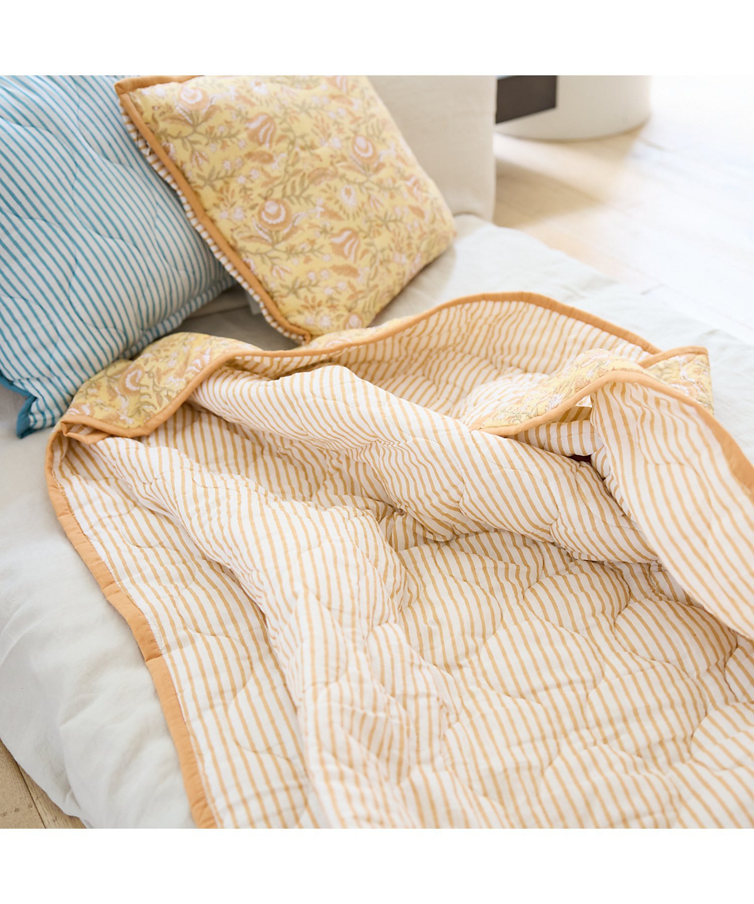 collex｜ブロックプリント キルトブランケット 140*200 | Rakuten