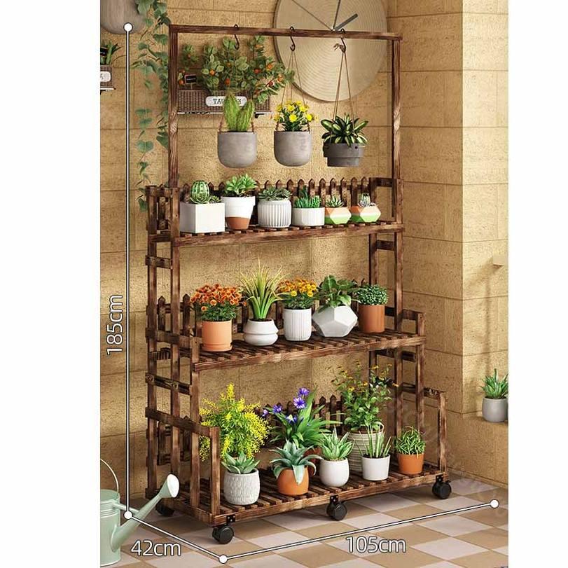 楽天市場】フラワースタンド 木製 ガーデンラック 3段 幅80 ハンギング