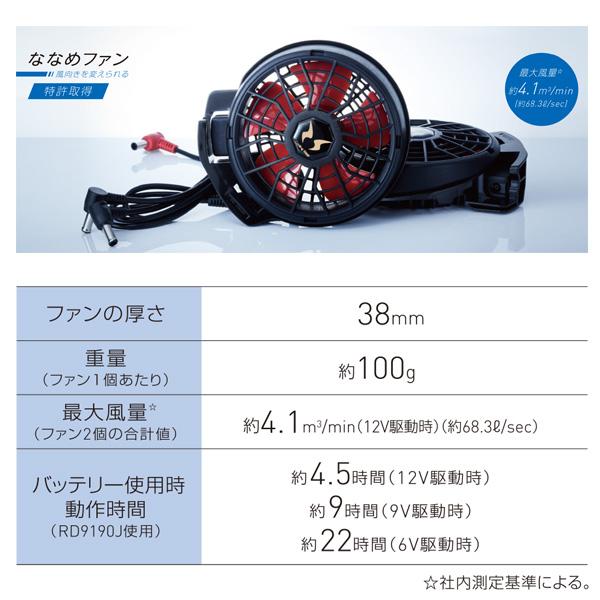 楽天市場】【2023年12V】RD9210HN 空調風神服ハイパワーななめファン