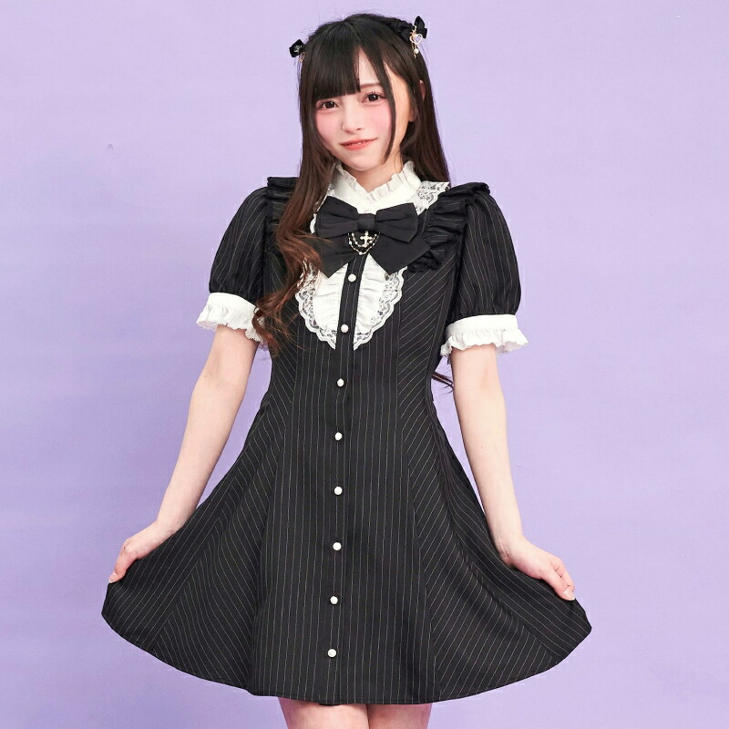 楽天市場】アクセサリーリボン半袖レースフリルワンピース4/19 12:00