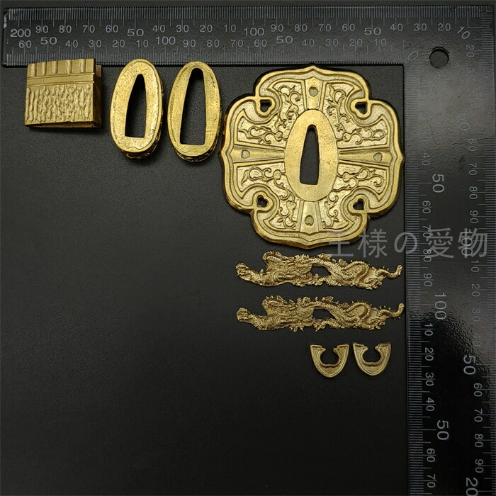 楽天市場】太刀金具 朝顔花紋 刀鍔 目貫 縁頭 切羽 鐺 柄鞘一式金具