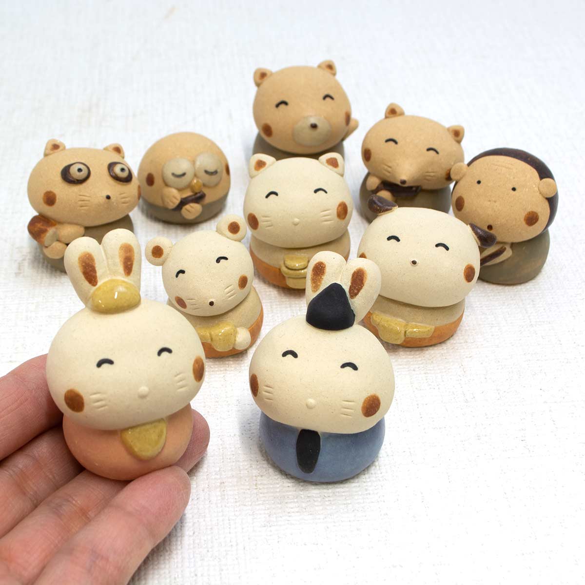 楽天市場】雛陶人形 森の雛セット 羽田桂子作 10人揃い 常滑焼雛 陶器