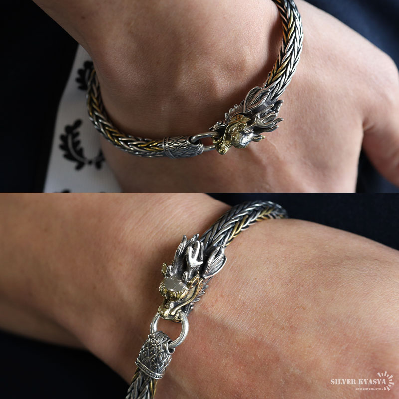 楽天市場】重厚 ドラゴンブレスレット メンズ シルバー925 龍