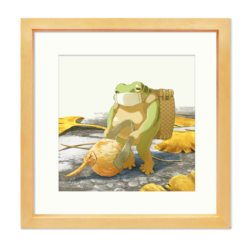 楽天市場】しあわせ運ぶ まんぷくかえるのイラストアート ぎんなん拾い