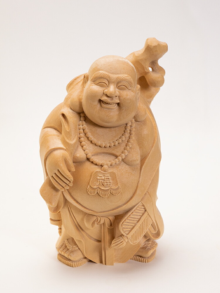 楽天市場】【高20cm】布袋様 木彫り 置物 仕様：無垢 / 素材：桧
